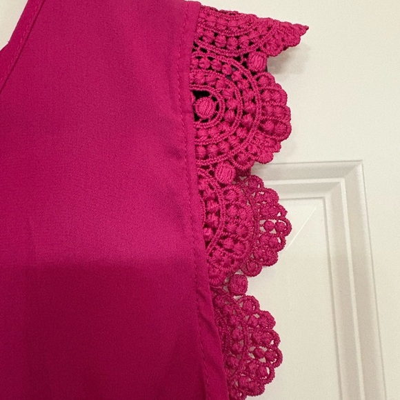 Summer Sale: Pink Flutter Sleeve Ruffled Blouse - Picture 3 of 5